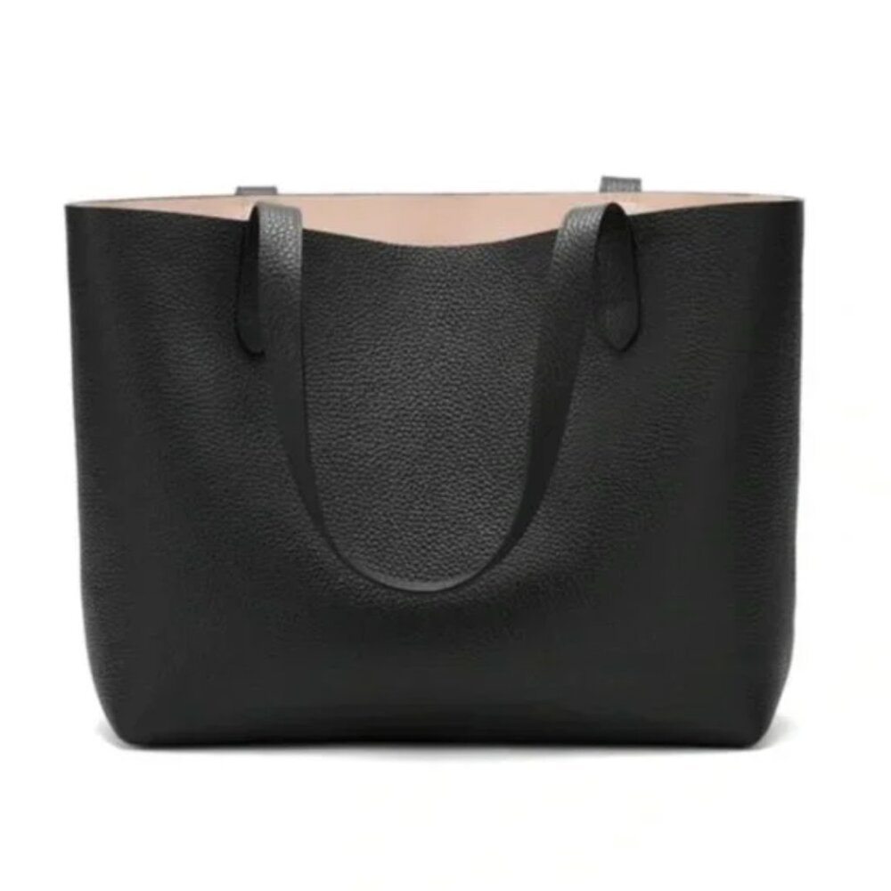 Cuyana Small Structured Leather Tote Black